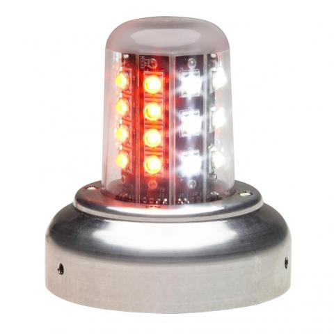 Whelen LED Rd/Wt Beacon, 28V (3.75""Adapt, MSConn) 01-0790520-07