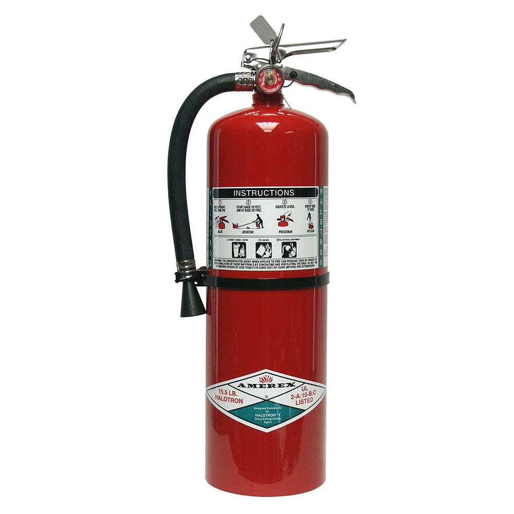Halotron 15.5 lb. Red Fire Extinguisher, with wall hook