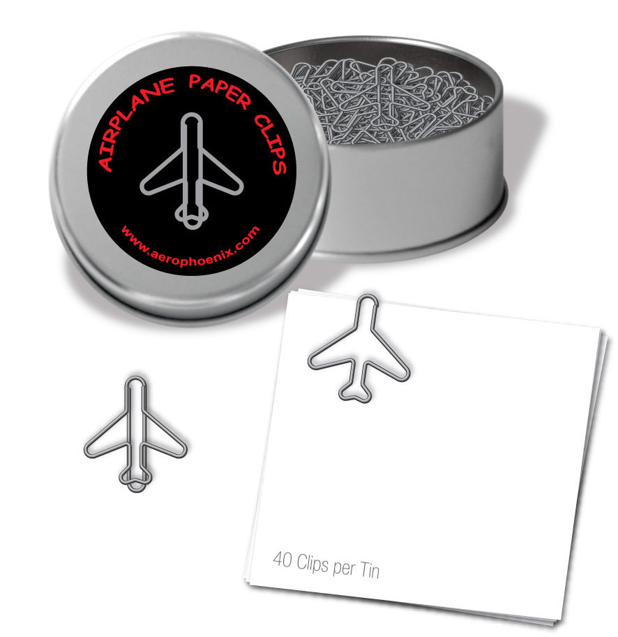 Jet Airplane Paper Clips - Silver