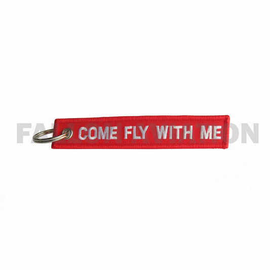 Come Fly with Me Keychain - Red Embroidered