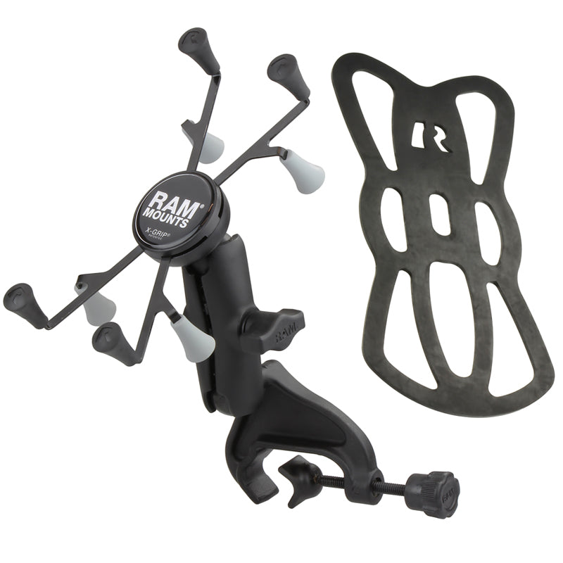 RAM Yoke Clamp Mount with Universal X-Grip Cradle with 1" Ball for 7" Tablets