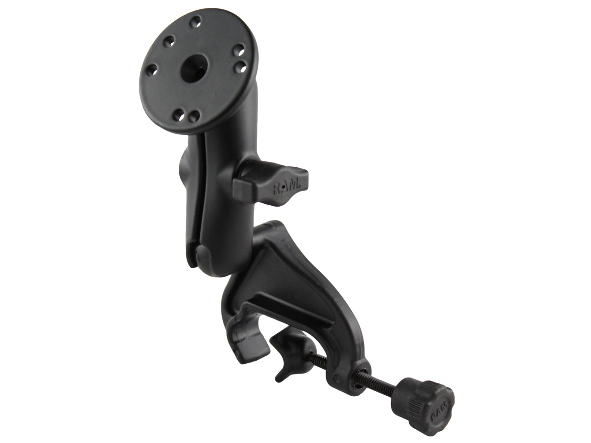 RAM Yoke Clamp Mount with Double Socket Arm and Round Base Adapter