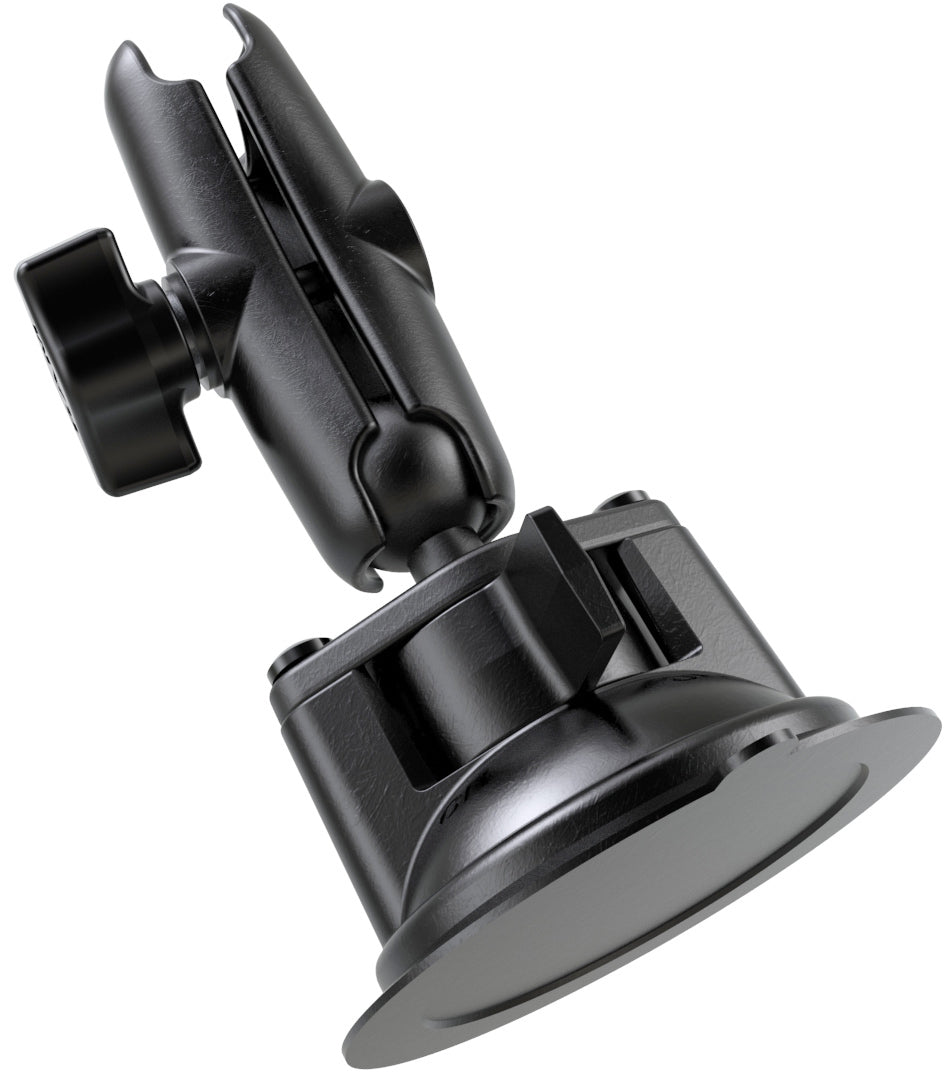 RAM 1" Ball Standard Length Double Socket Arm with 3.3" Diameter Suction Cup Twist Lock Base