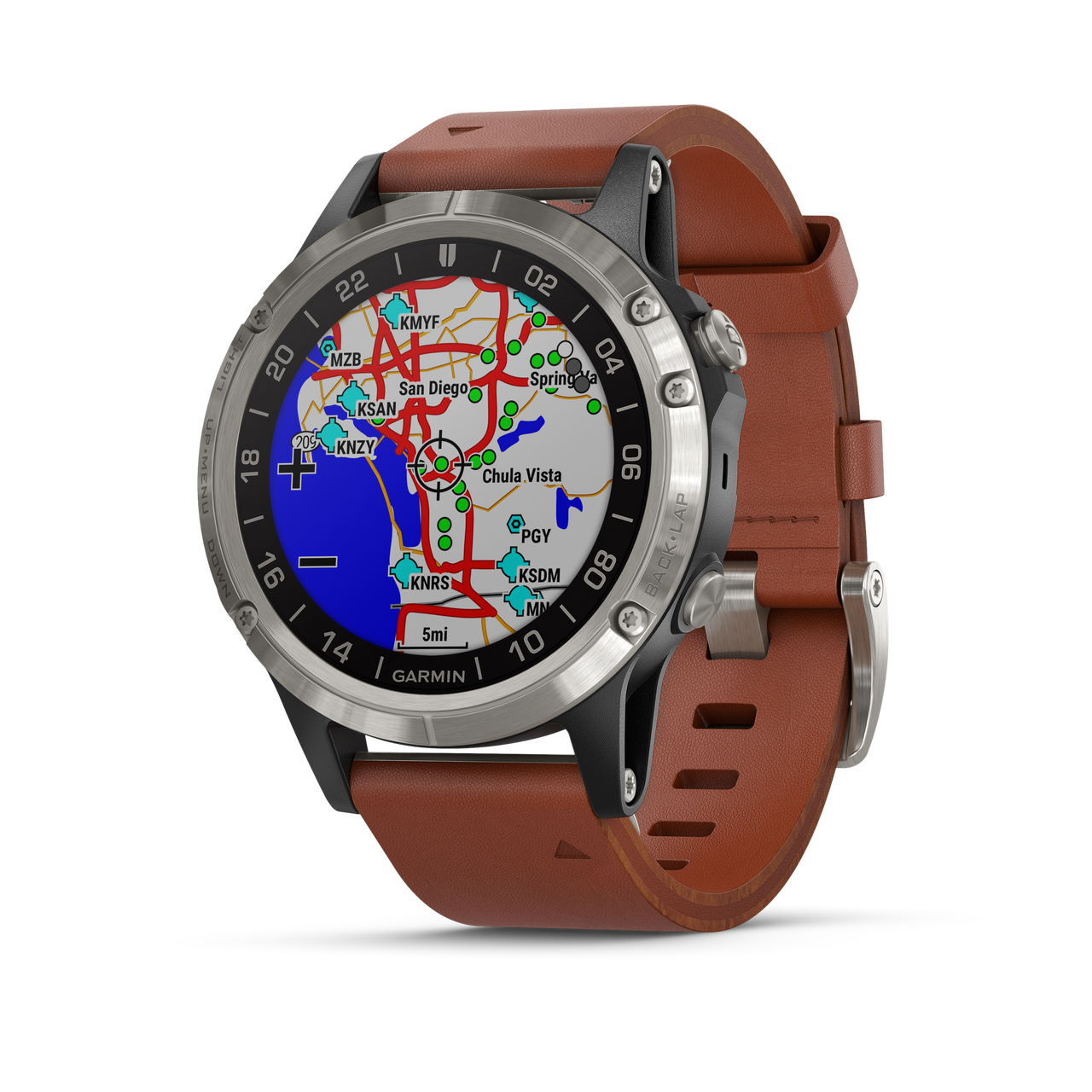 Garmin D2 Delta - Black with Brown Leather Band - GPS