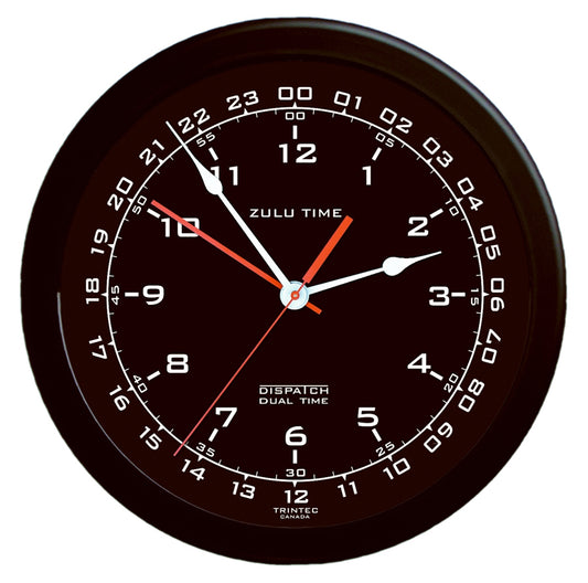Zulu Time Clock - 14" with Black Background