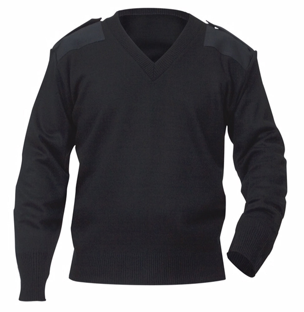 V-Neck Flight Crew Sweater - Jersey - Black