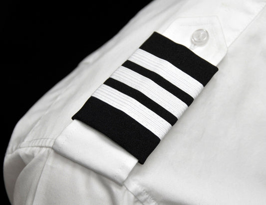 Southwest Airlines (SWA) First Officer (FO) Epaulets - 3 White Nylon Bars on Dark Navy