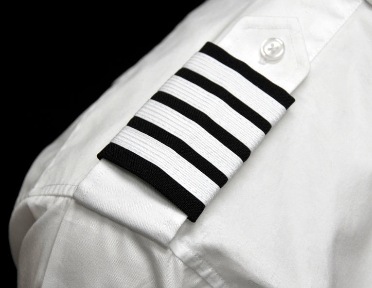 Southwest Airlines (SWA) Captain (CA) Epaulets - 4 White Nylon Bars on Dark Navy