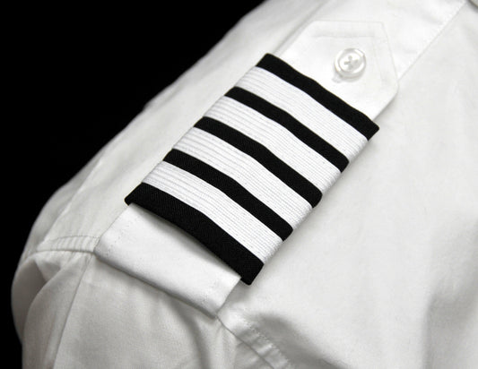 Southwest Airlines (SWA) Captain (CA) Epaulets - 4 White Nylon Bars on Dark Navy