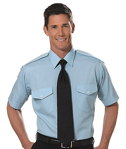 Van Heusen Aviator Shirt - Men's Short Sleeve - Blue