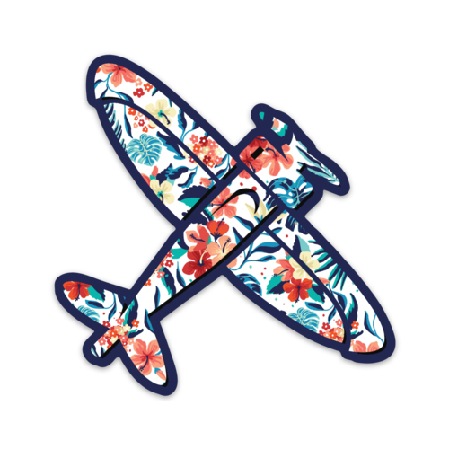 Tropical Die Cut Airplane Sticker