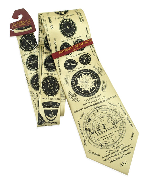 Museum Artifacts Instruments of Flight Airplane All Silk Tie