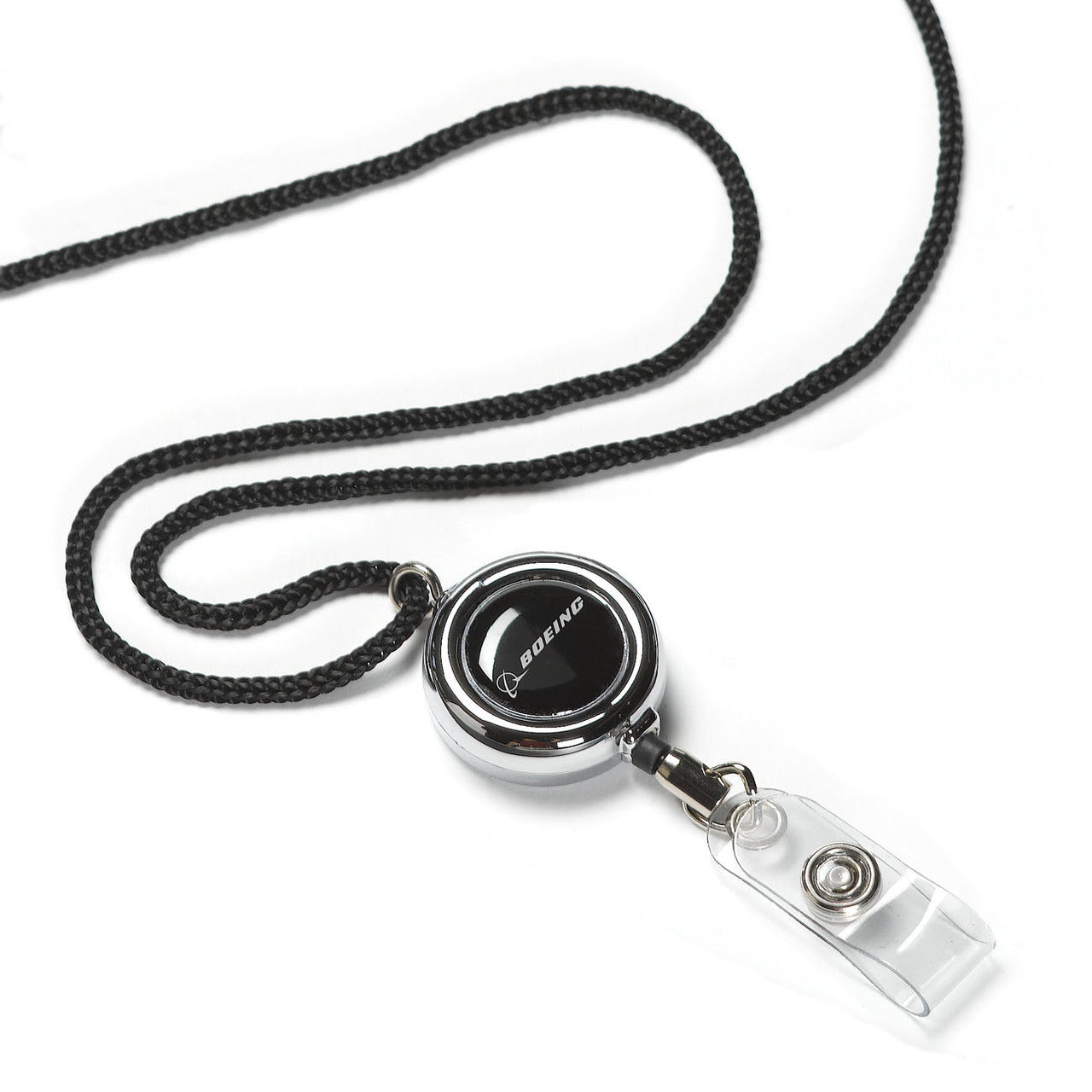 Boeing Chrome Breakaway Retractable Badge Lanyard