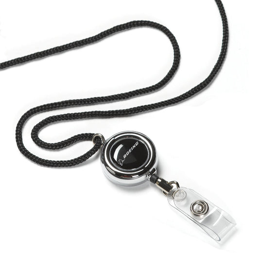 Boeing Chrome Breakaway Retractable Badge Lanyard