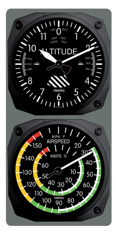 Classic Altimeter Clock/Airspeed Indicator Thermometer Console