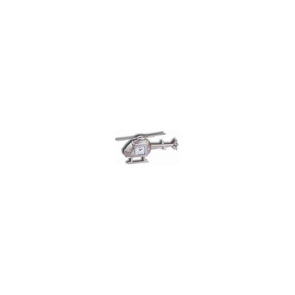 Helicopter Desk Clock - Silver Metal
