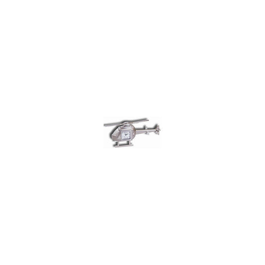 Helicopter Desk Clock - Silver Metal