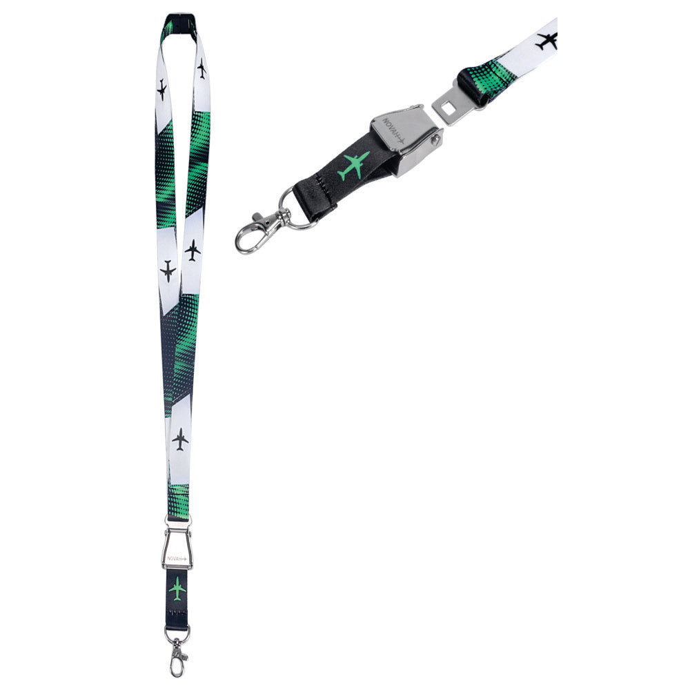 Novah Green and Black Nylon Lanyard
