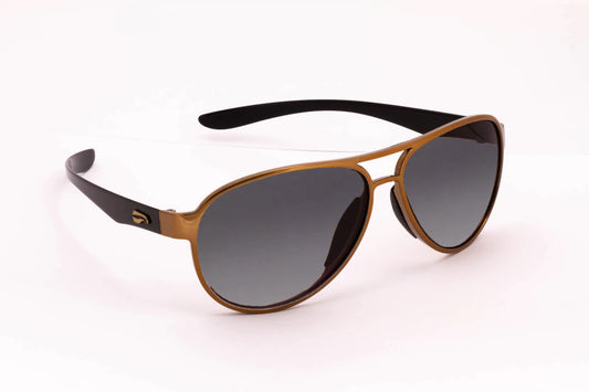 Flying Eyes Kestrel Aviator - Gold and Glossy Black Frame - Gradient Gray Tint Lens