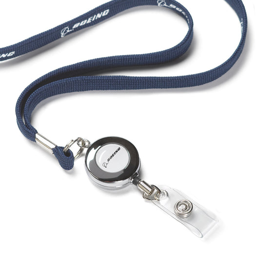 Boeing Printed Retractable Badge Lanyard - Navy