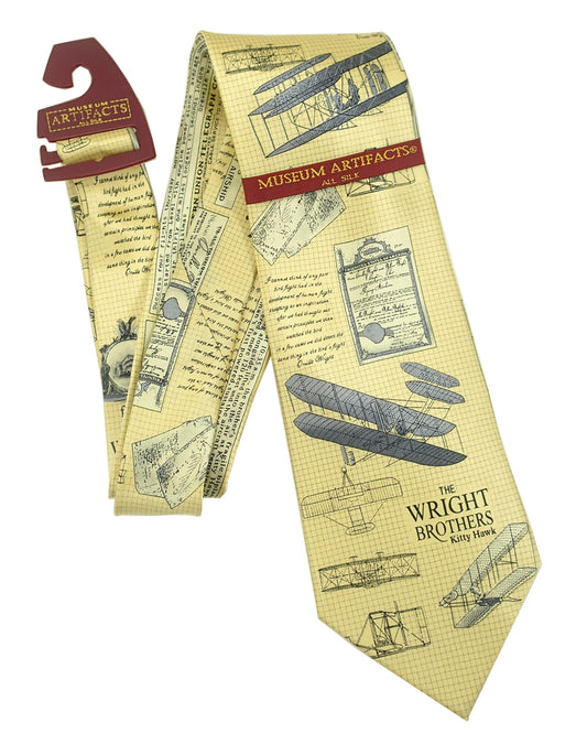 Museum Artifacts Wright Brothers Flight Airplane All Silk Tie