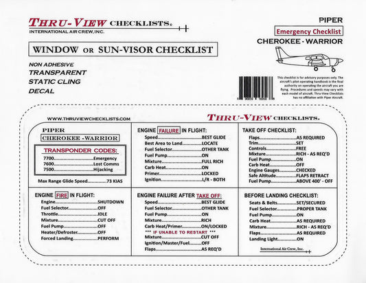 Thru-View Emergency Checklist - Piper PA-28 Cherokee/Warrior